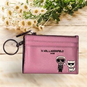 Karl Lagerfeld Pink Card Wallet with Keyring